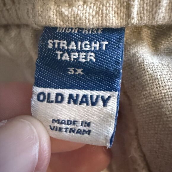 Old Navy High Rise Linen Taper Pants Women’s Size 3X Beige Flax Linen Blend - Picture 5 of 9